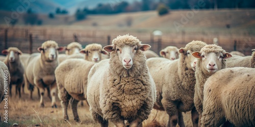 Free range merino sheep on a rural South African farm AI-Generated Content