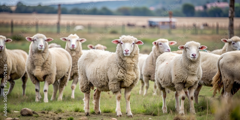 Obraz premium Free range merino sheep on a rural South African farm AI-Generated Content