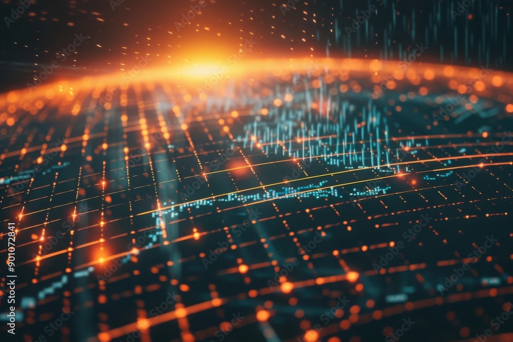 Fototapeta premium Futuristic Digital Data Network Visualization