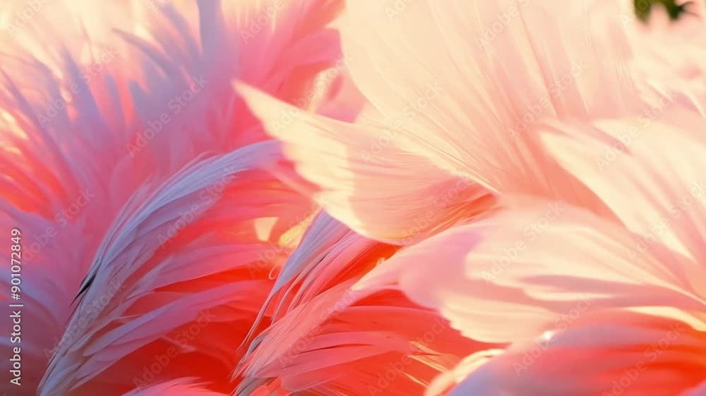 close-up of a flamingo bird's feathers have attractive colors, soft footage close-up of a flamingo bird's feathers have attractive colors, soft footage