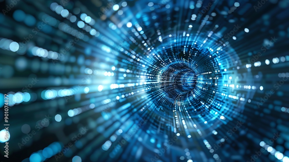 Abstract tunnel background illustrating the reality of transformation through networks and algorithm integration Abstract tunnel background illustrating the reality of transformation through networks and algorithm integration