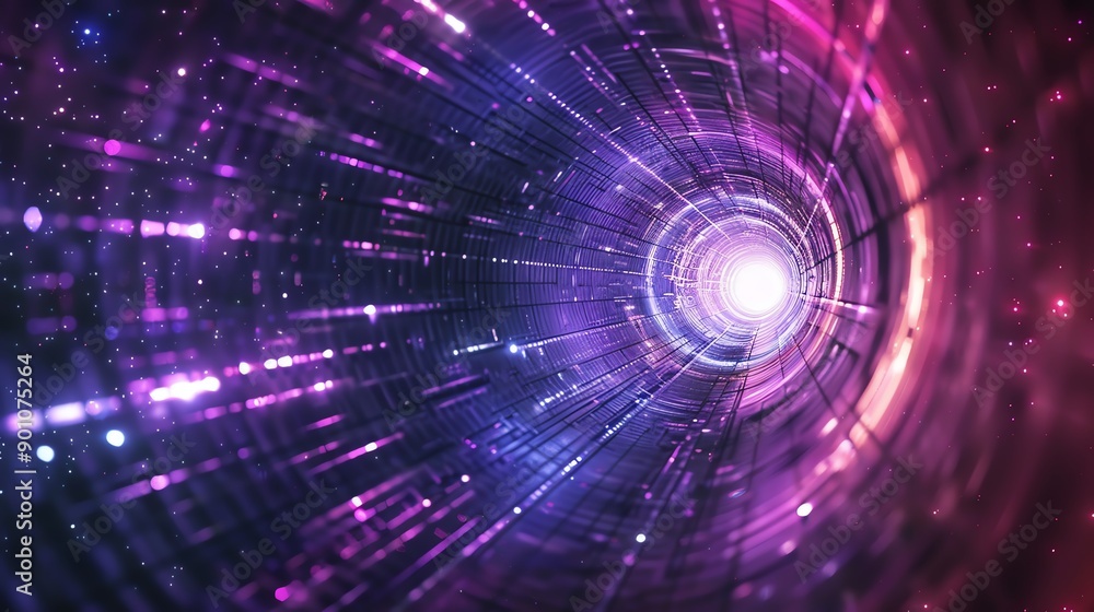 Abstract tunnel background in cyberspace, highlighting digital convergence and innovative immersion Abstract tunnel background in cyberspace, highlighting digital convergence and innovative immersion