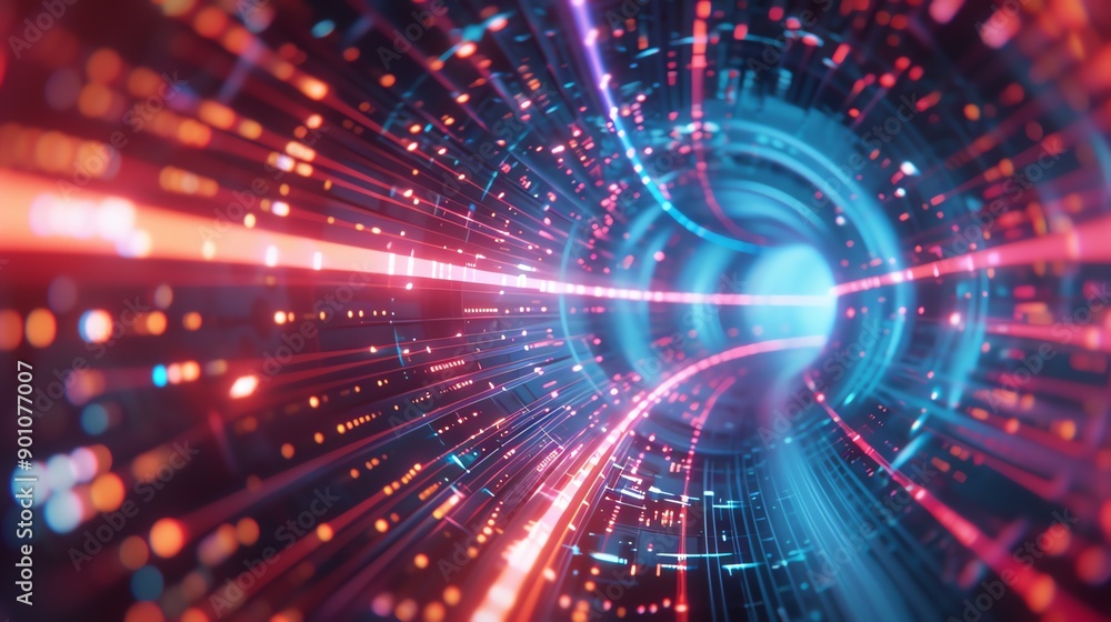 Abstract tunnel background with connectivity, showcasing data adaptation and cognitive intelligence Abstract tunnel background with connectivity, showcasing data adaptation and cognitive intelligence