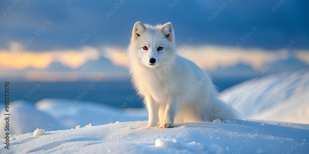 Frosted pelt and piercing gaze survey the frozen landscape from beneath the Arctic sky. AI-Created Content Frosted pelt and piercing gaze survey the frozen landscape from beneath the Arctic sky. AI-Created Content