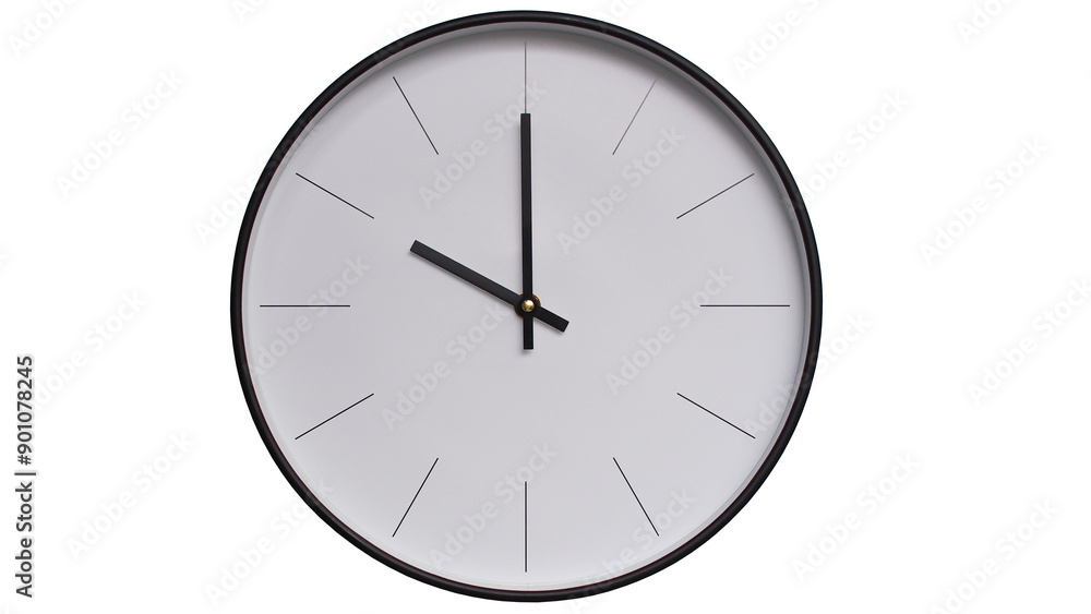 Minimalist White face and Black frame Wall Clock on White background - Perfect for Time Management and Scheduling Concepts - 10.00, 22.00 Minimalist White face and Black frame Wall Clock on White background - Perfect for Time Management and Scheduling Concepts - 10.00, 22.00