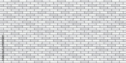 Brick wall. Masonry seamless pattern. White brickwork texture. Cement stone wallpaper. Old grunge building. Urban block construction. House architecture. Interior tile. Vector background