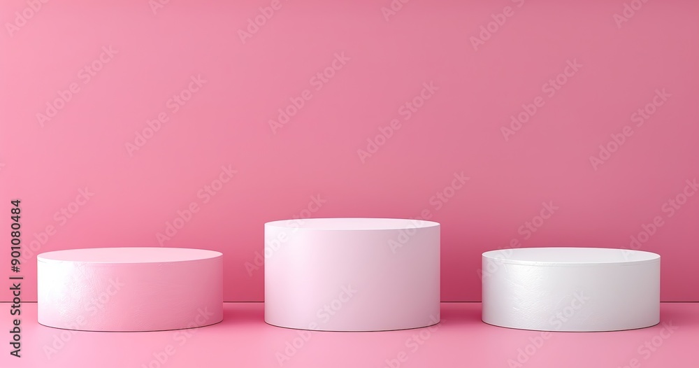 Gradated Cylinders on Pink Background - Ideal for Beauty Product Display Gradated Cylinders on Pink Background - Ideal for Beauty Product Display