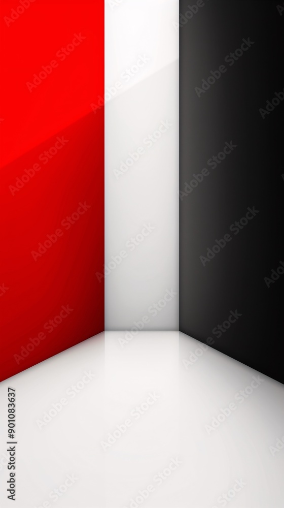 Obraz premium Red, White, and Black Corner Background.