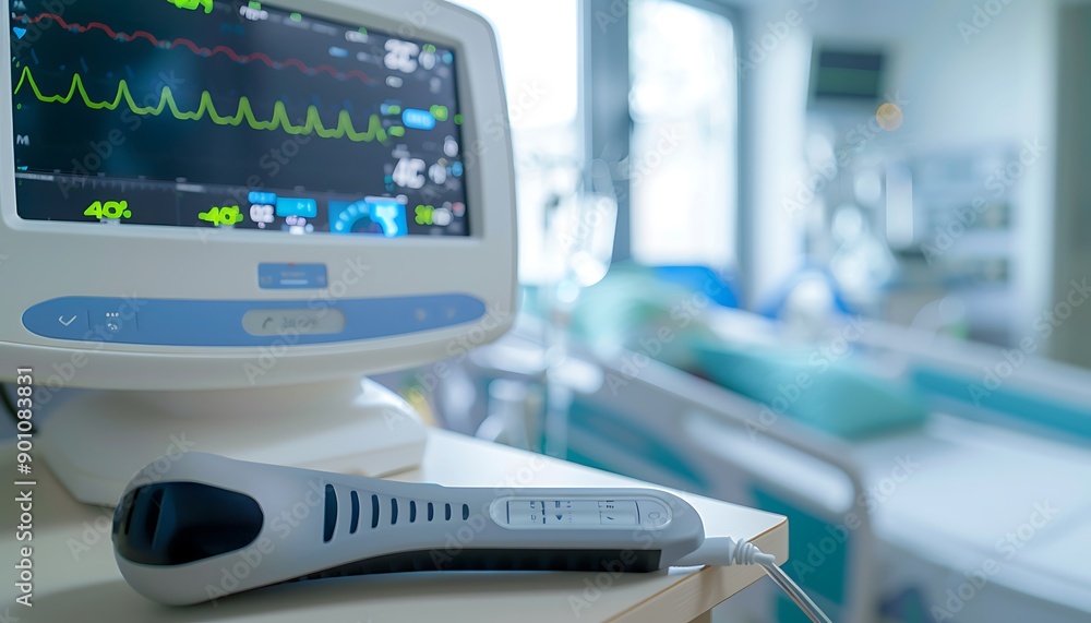 A close-up of a digital thermometer and smart health monitor on a bedside table in a hospital room, symbolizing advanced patient safety measures. A close-up of a digital thermometer and smart health monitor on a bedside table in a hospital room, symbolizing advanced patient safety measures.
