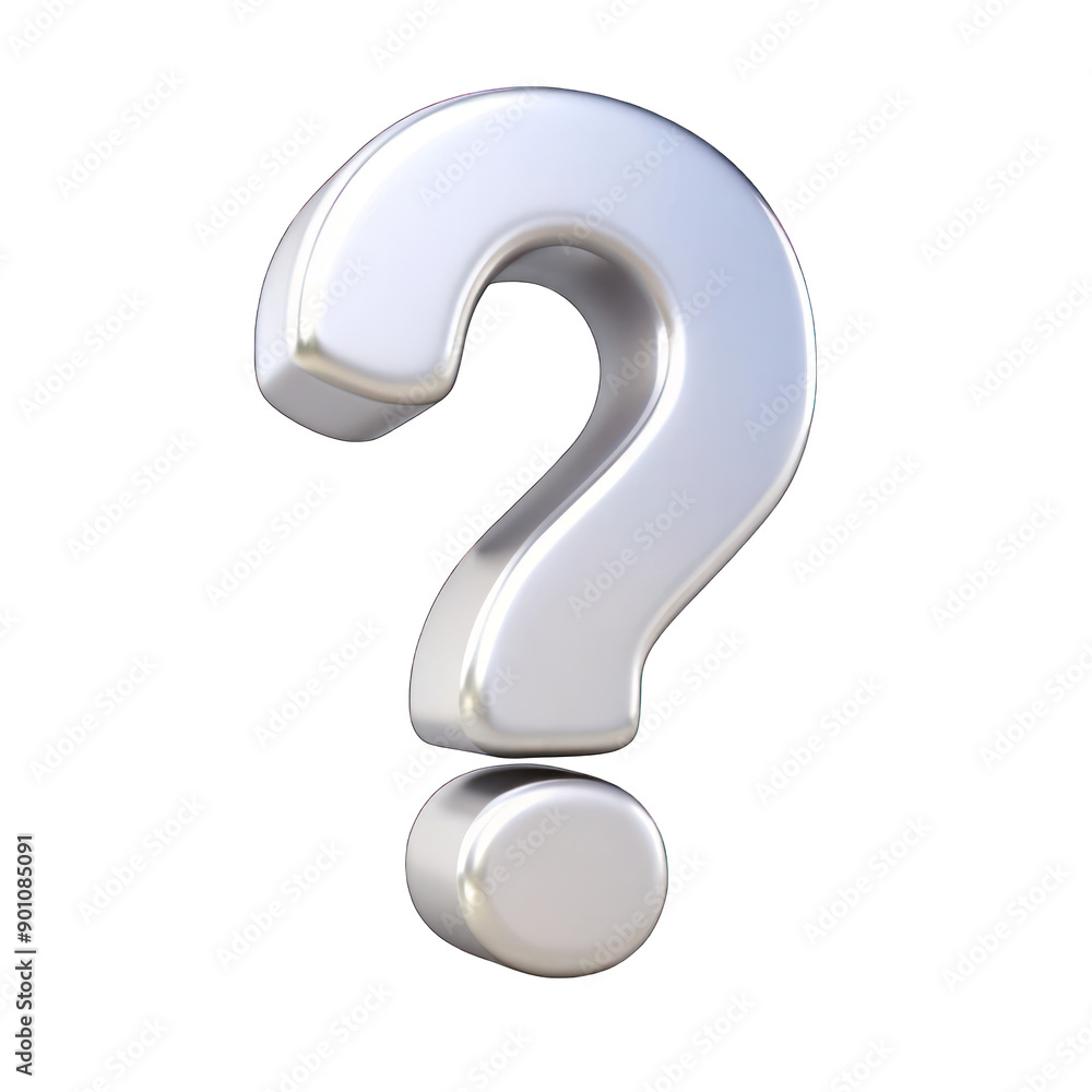 Question mark white glossy isolated on transparent background Question mark white glossy isolated on transparent background