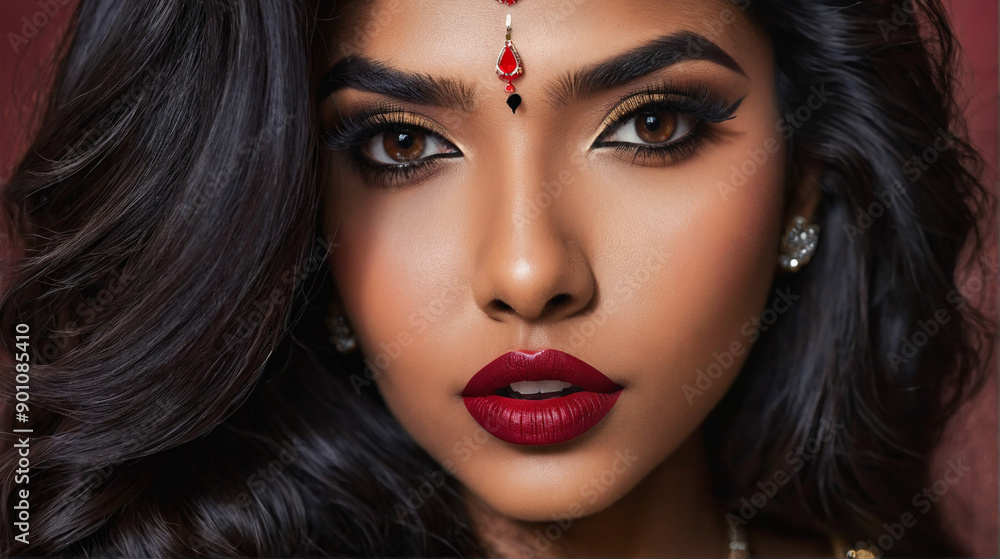 Fototapeta premium Closeup of very attractive and glamorous Indian woman