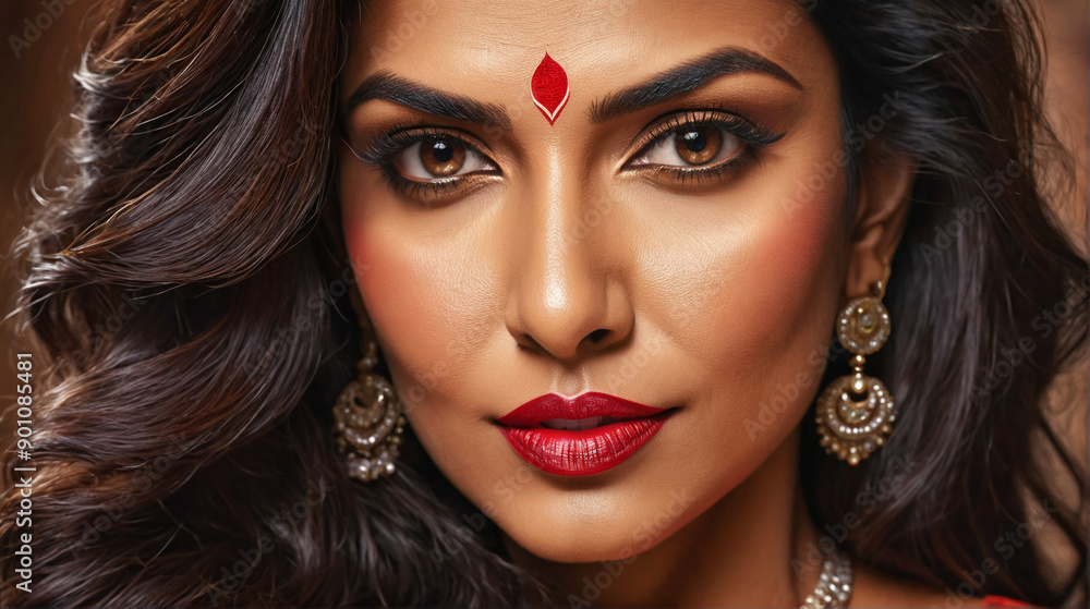 Fototapeta premium Closeup of very attractive and glamorous Indian woman