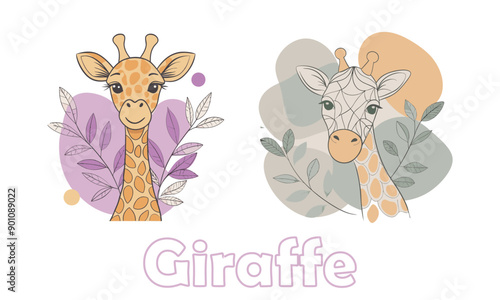 Vector of cartoon giraffe illustration .