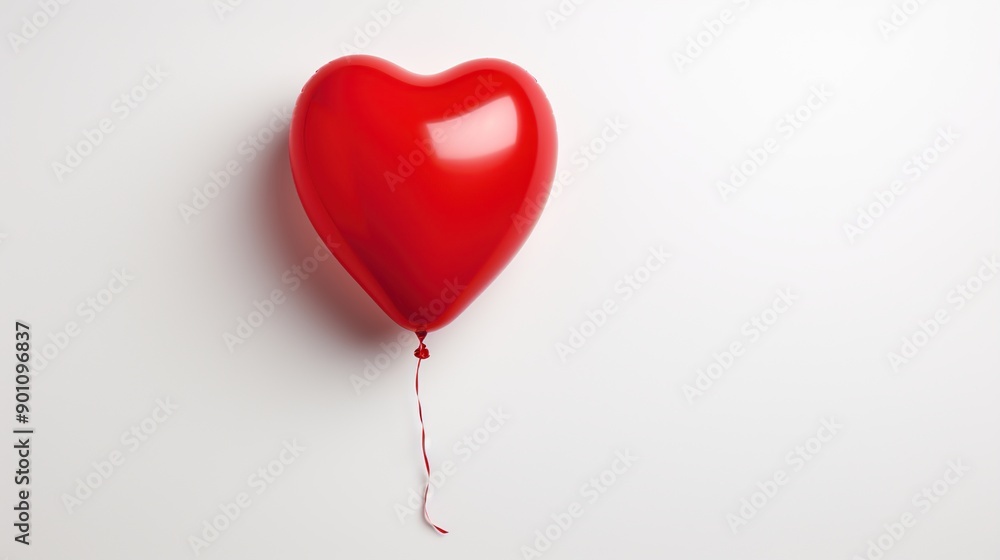 Red Heart Shaped Balloon on a White Background Red Heart Shaped Balloon on a White Background