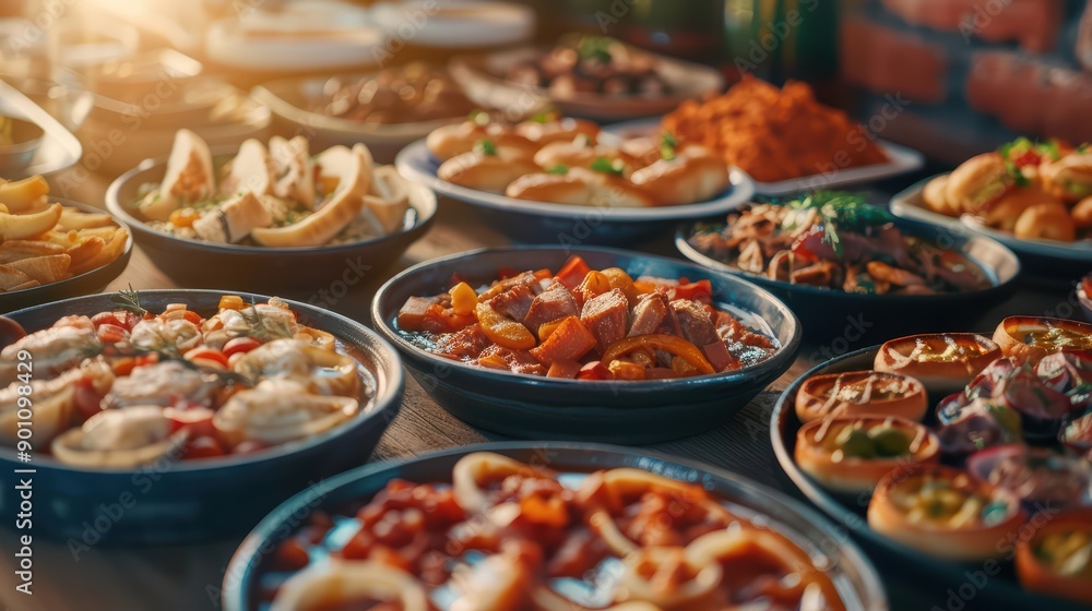 Tapas explosion featuring a variety of small Tapas explosion featuring a variety of small