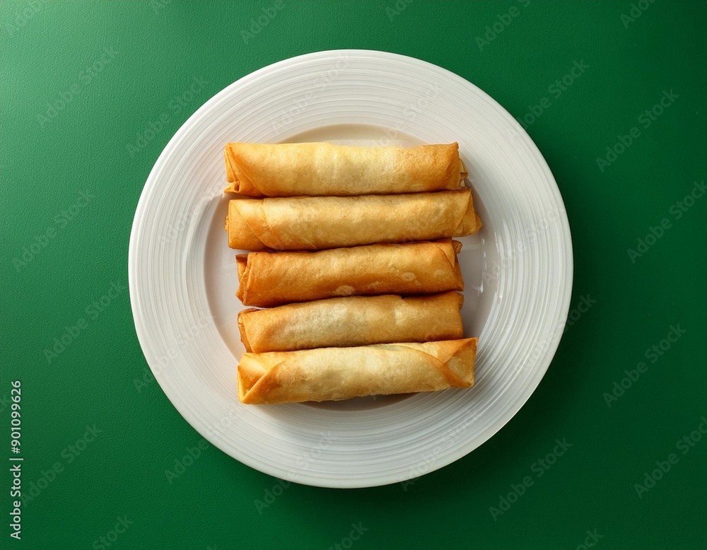 Turkish deep fried cigar shaped spring rolls, sigara borek on green background Turkish deep fried cigar shaped spring rolls, sigara borek on green background