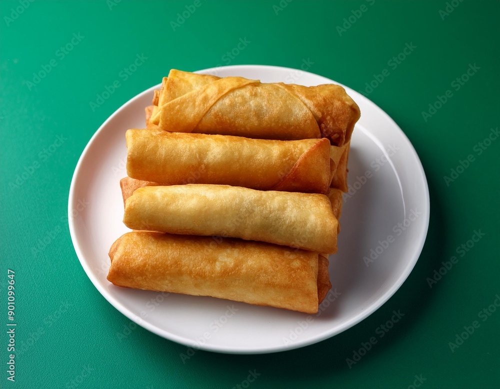 Turkish deep fried cigar shaped spring rolls, sigara borek on green background Turkish deep fried cigar shaped spring rolls, sigara borek on green background
