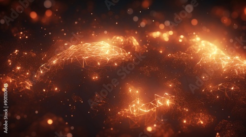 Sparkling tech background with particle effects