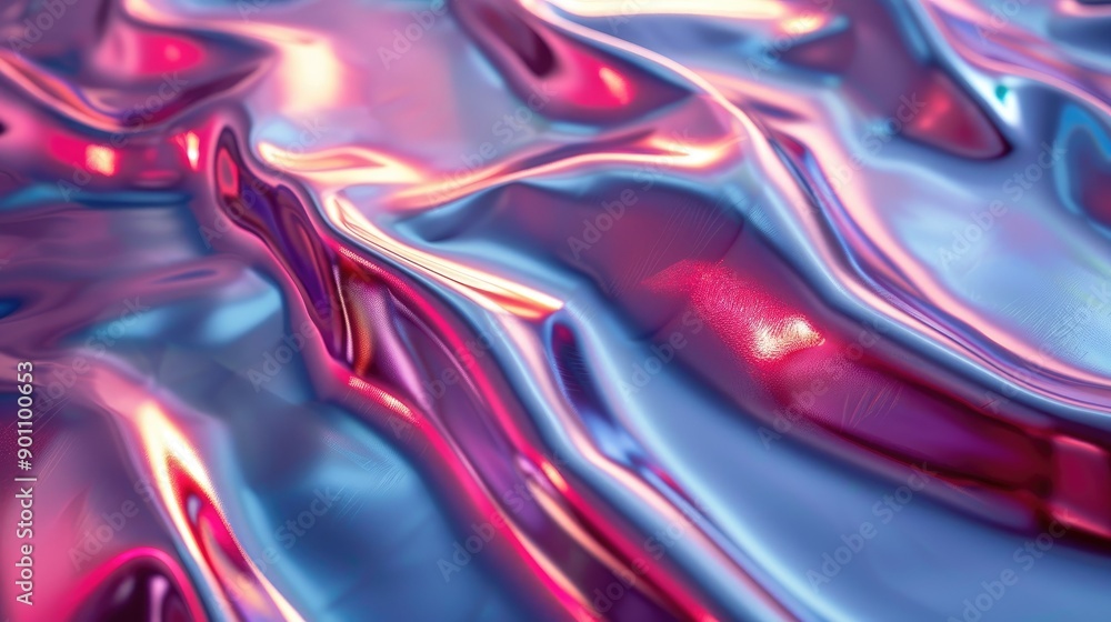 Iridescent, shiny surface with abstract shapes Iridescent, shiny surface with abstract shapes