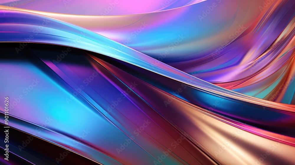 Iridescent, shiny surface with abstract shapes Iridescent, shiny surface with abstract shapes