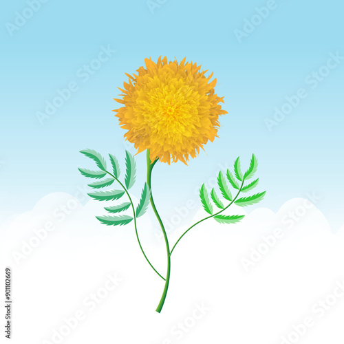 Colorful sunflower vector art illustration.