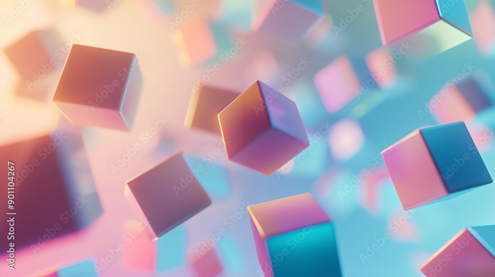Abstract 3D render of colorful, glossy geometric shapes with a dreamy, ethereal effect. Abstract 3D render of colorful, glossy geometric shapes with a dreamy, ethereal effect.