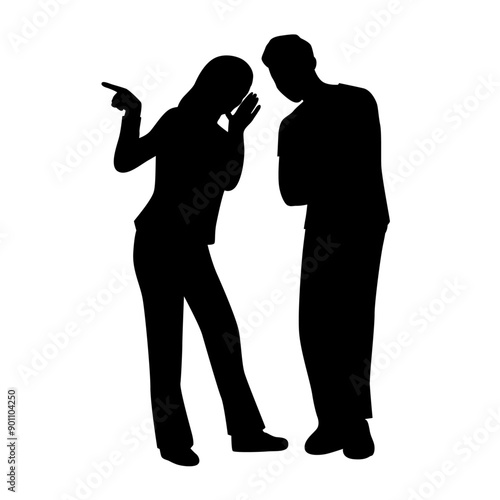 Woman whispering to her friend, gossiping about others, concept of spreading rumors silhouette