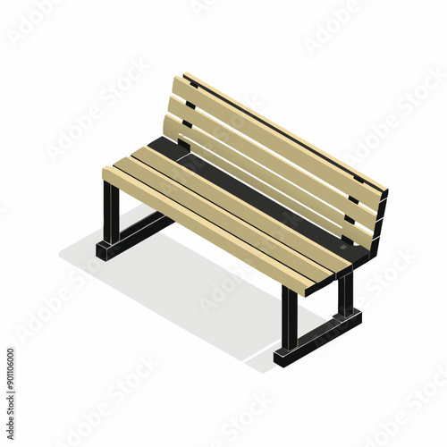 Bench isometric on a isolated white background (6)