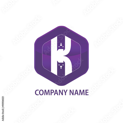 Letter k creative 3d purple colour modern business logo