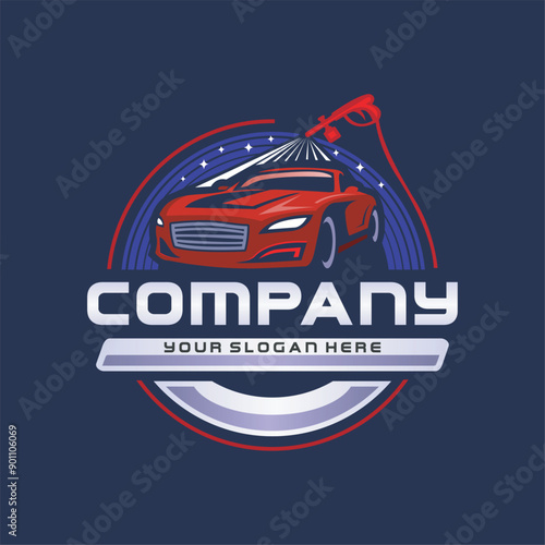 Mobile detailing and pressure wash logo design with buffer