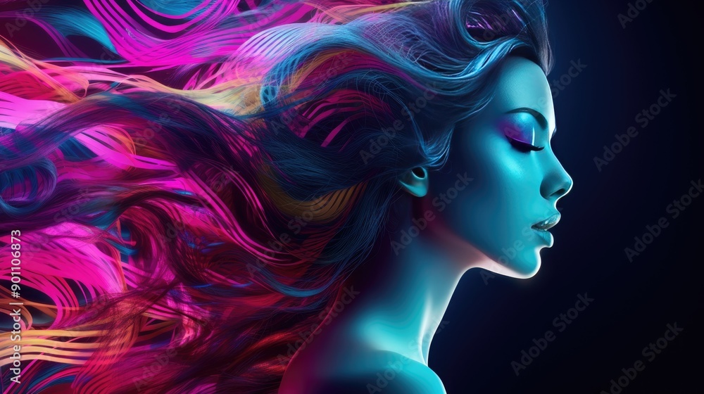 Neon vibrant waves with a futuristic touch Neon vibrant waves with a futuristic touch