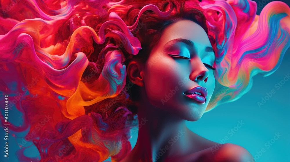 Neon vibrant waves with a futuristic touch Neon vibrant waves with a futuristic touch