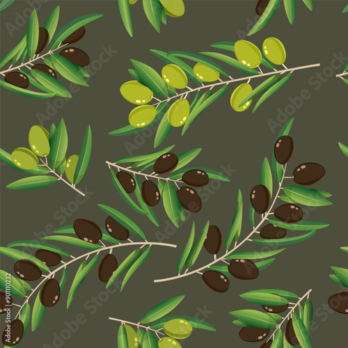 Olives seamless pattern vintage background