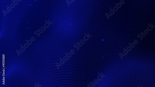Wallpaper Mural Abstract blue particles dot-wave background. Abstract wavy dot and falling particle on black background. Technology grunge halftone particle background Torontodigital.ca