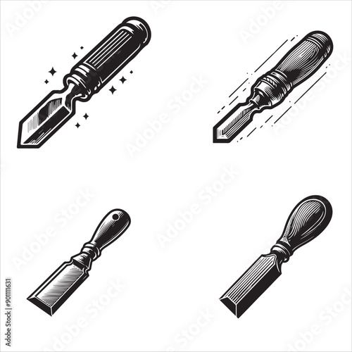 silhouette of  vector  Chisel isolated on white background 