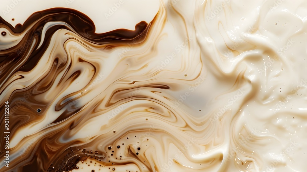 Captivating Milk and Coffee Swirls in Organic,Abstract Art Captivating Milk and Coffee Swirls in Organic,Abstract Art