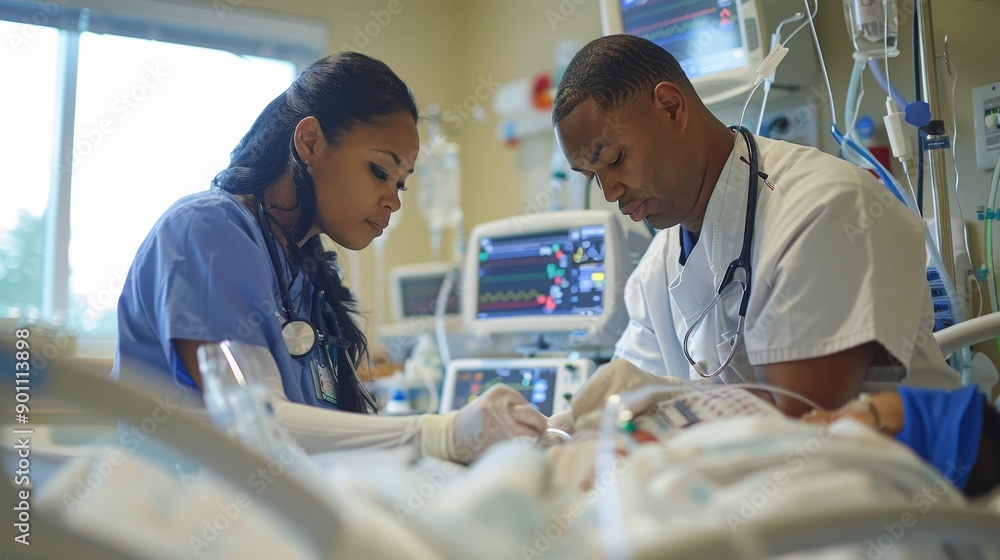 Obraz premium A doctor and nurse working together