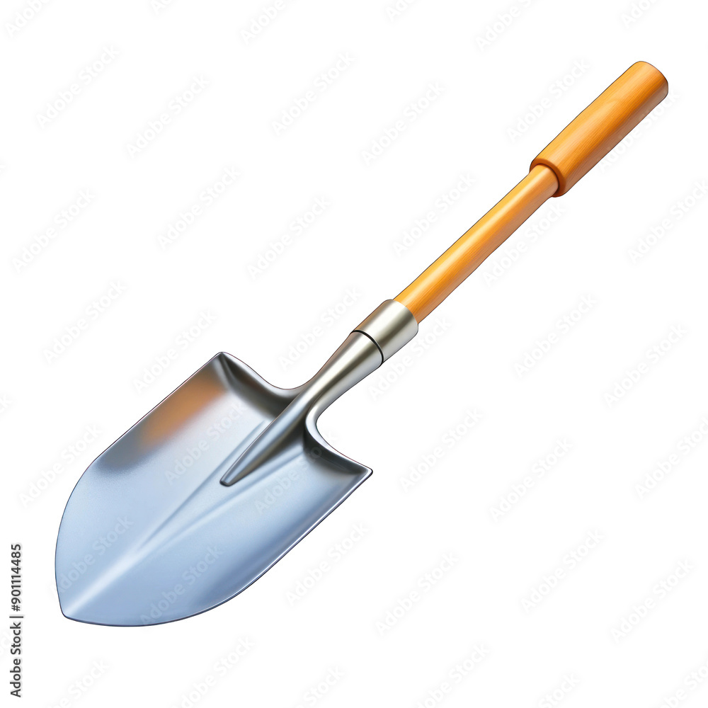 Shovel with a wooden handle isolated on transparent background Shovel with a wooden handle isolated on transparent background