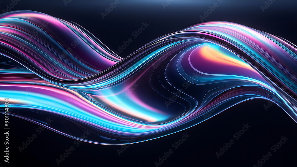 Abstract Wavy Lines with Iridescent Colors