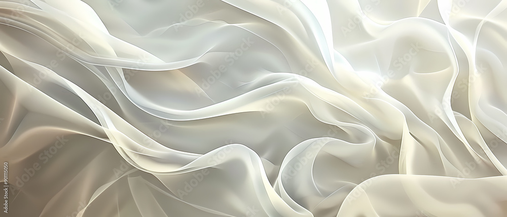 Fototapeta premium Delicate White Fluid Abstract Art, perfect for elegant decor, interior design projects, and creative digital artwork 