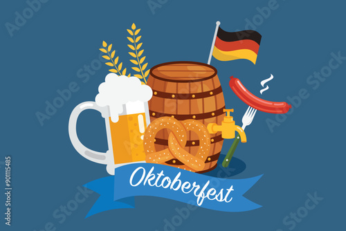 Happy Oktoberfest Party Festival with Beer
