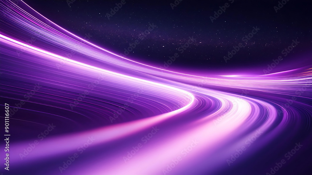 Abstract Purple and White Curved Light Lines Against a Starry Background Abstract Purple and White Curved Light Lines Against a Starry Background