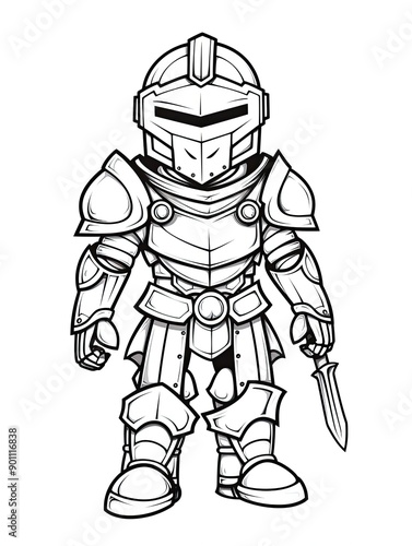 Wallpaper Mural Coloring page for kids, medieval knight Torontodigital.ca