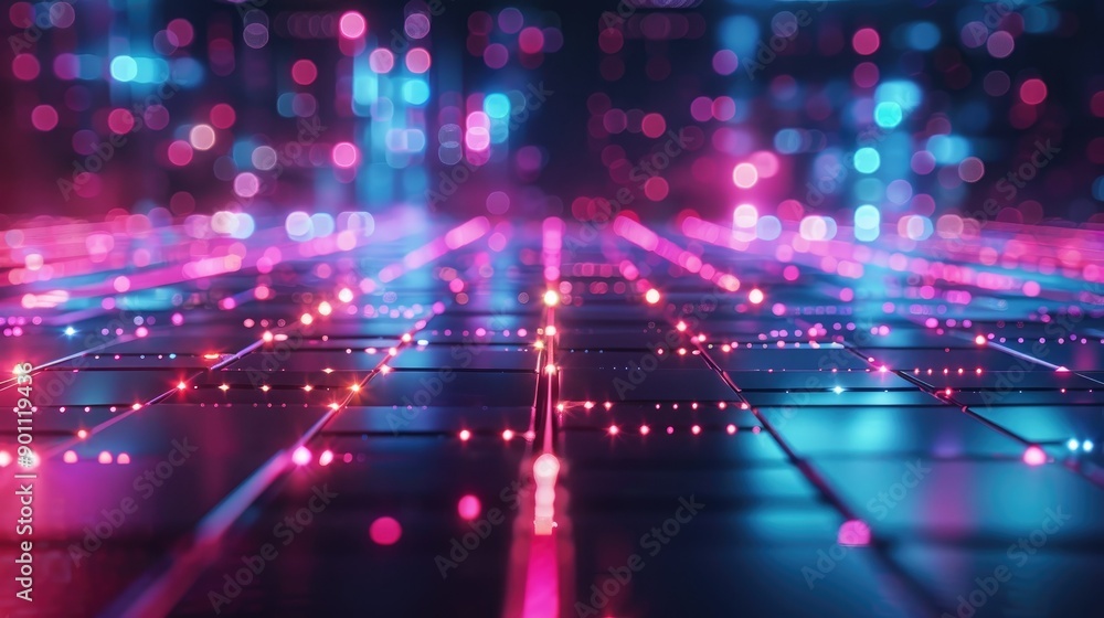 Futuristic glowing grid with neon lights Futuristic glowing grid with neon lights