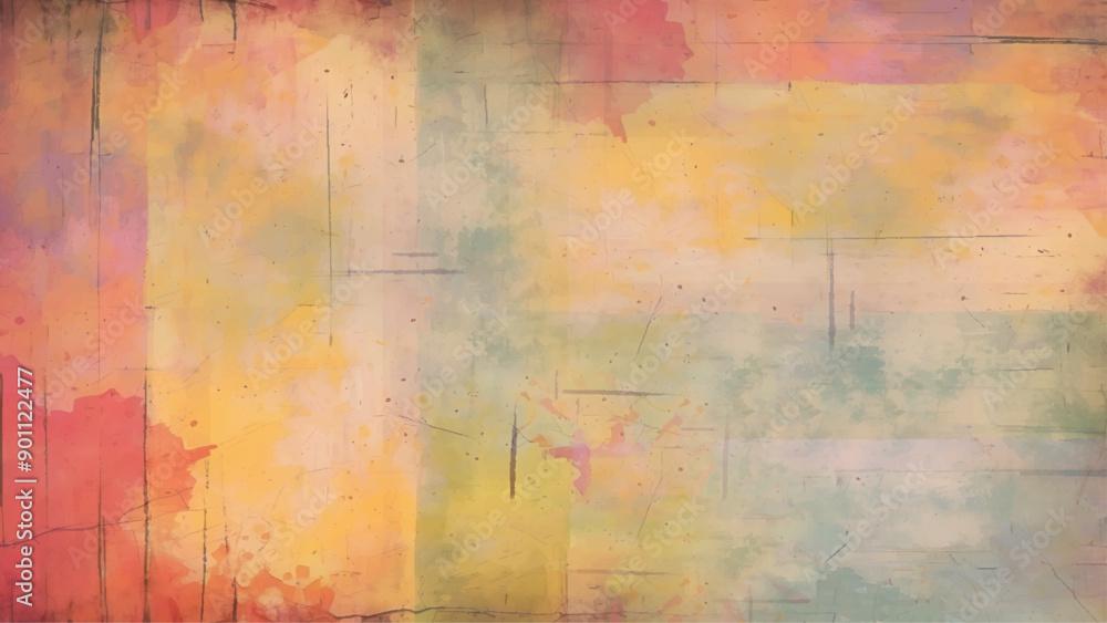 Naklejka premium Abstract paintings on the concrete wall background texture vector. Oil painting on canvas colorful texture.