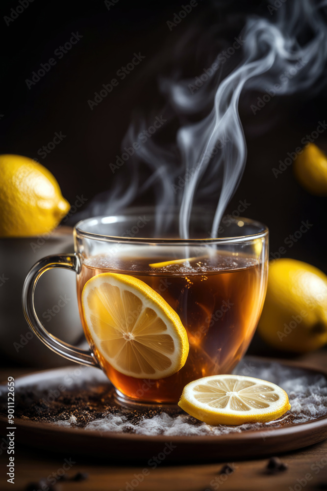 Tea with lemon, generated by artificial intelligence Tea with lemon, generated by artificial intelligence