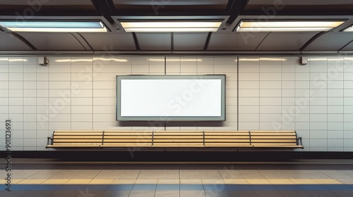 Blank advertisement space on a ferry terminal wall, waiting to catch the attention of passengers, illustrating the diverse locations for effective marketing © Mars0hod