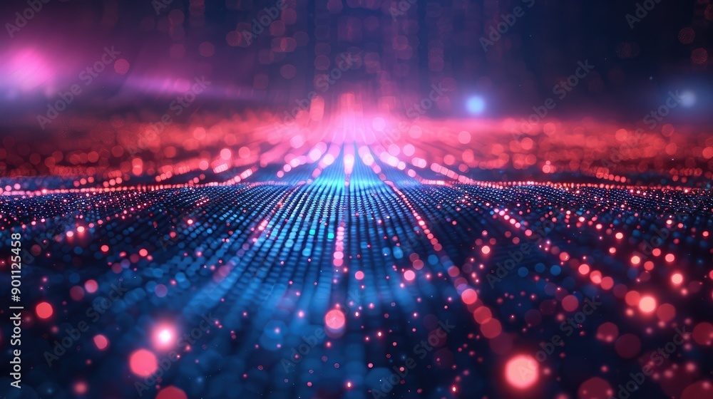 Futuristic glowing grid with neon lights Futuristic glowing grid with neon lights