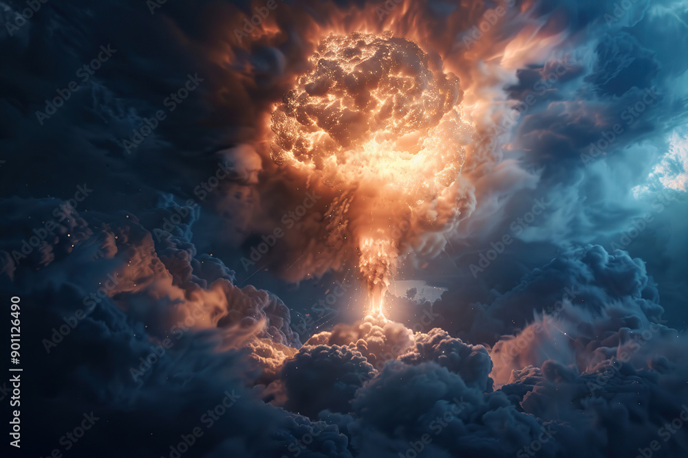 Generative ai on theme of scary nuclear explosion in outdoor, mushroom cloud of nuclear weapons Generative ai on theme of scary nuclear explosion in outdoor, mushroom cloud of nuclear weapons