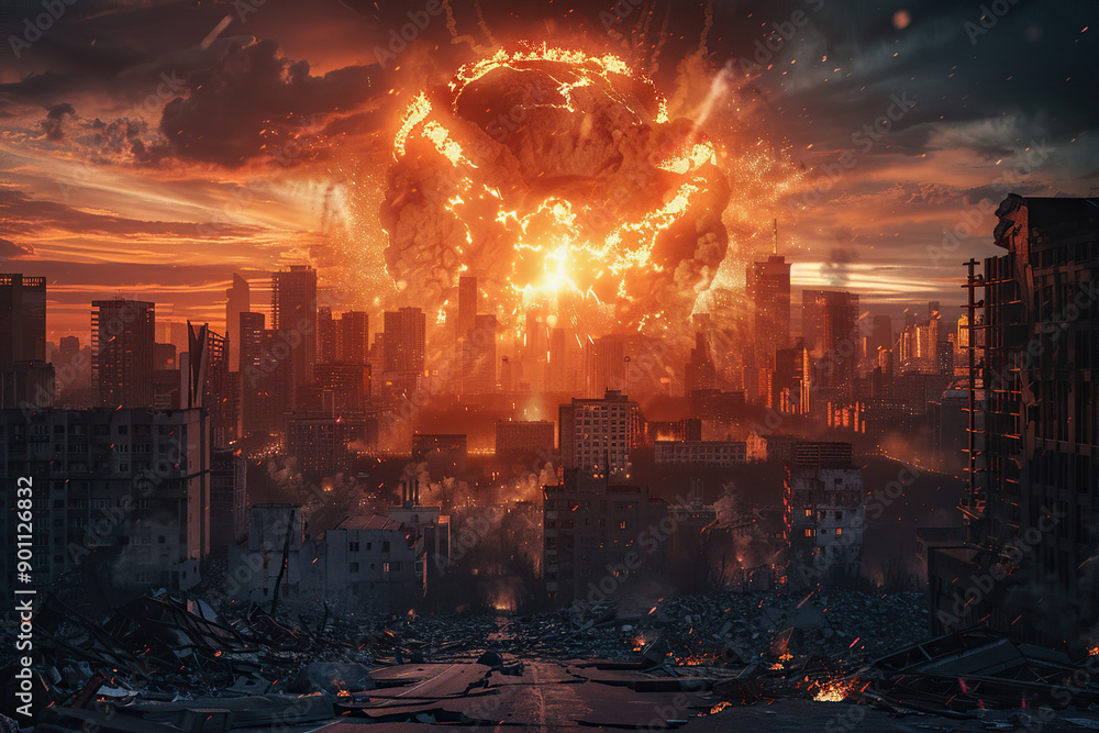 Generative ai on theme of scary nuclear explosion in outdoor, mushroom cloud of nuclear weapons Generative ai on theme of scary nuclear explosion in outdoor, mushroom cloud of nuclear weapons